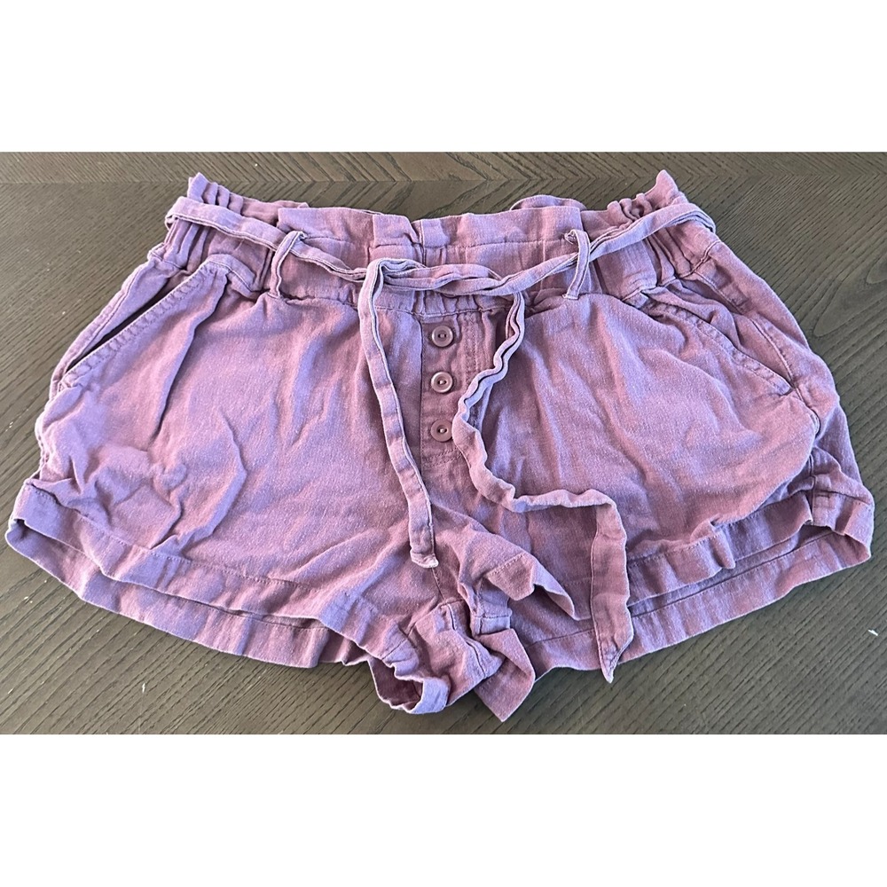 Rewash Brand Paper Bag Shorts Pale Pink Linen Blend Women's Size Large Beach Y2K